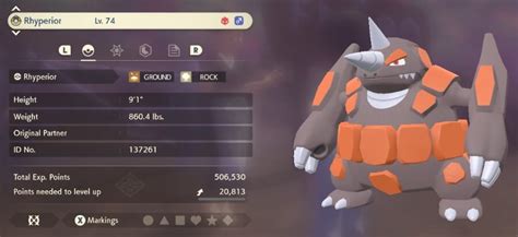 rhyperior base stat total.